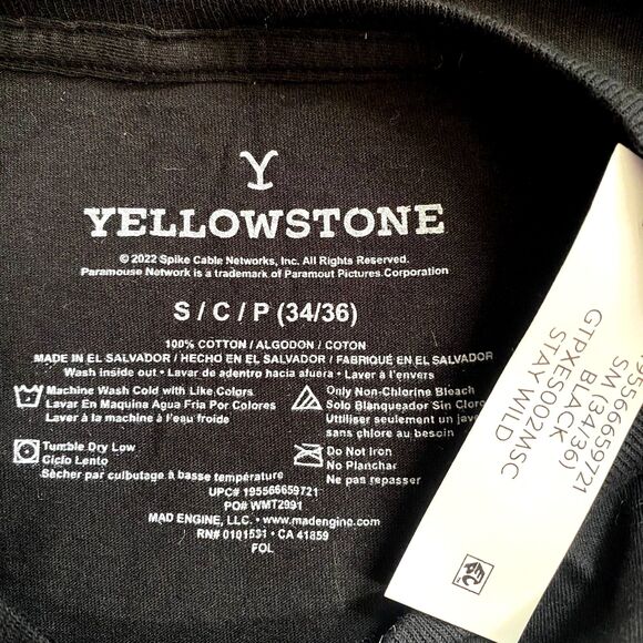 NWT Yellowstone Graphic Tee Short Sleeve T-Shirt Black Size Small - Picture 4 of 4
